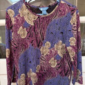 Koret Purple Gold Burgundy Black Top S Long Sleeve